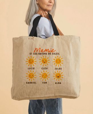 Sac XXL Mamie et ses rayons de soleils personnalisé - Cadeaux Mamie