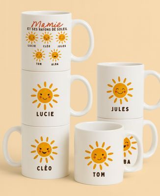 Mug Mamie et ses rayons de soleils personnalisé - Cadeaux Mamie