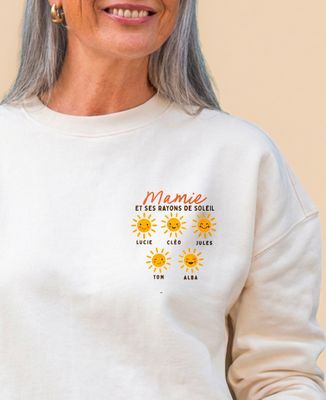 Sweatshirt femme Mamie et ses rayons de soleils personnalisé - Cadeaux Mamie