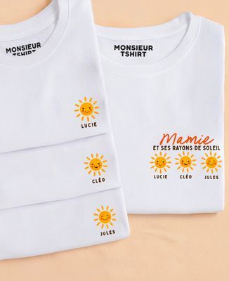 T-shirt femme Mamie et ses rayons de soleils personnalisé - Cadeaux Mamie