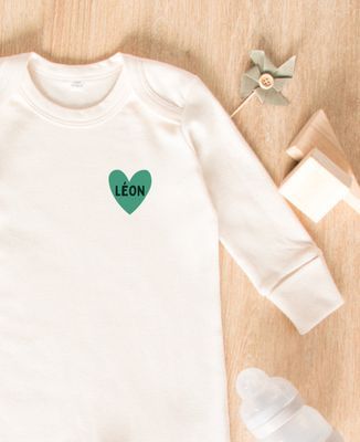 Pyjama bébé Coeur prénom d'enfant coloré - Cadeaux Maman, Cadeaux Mamie