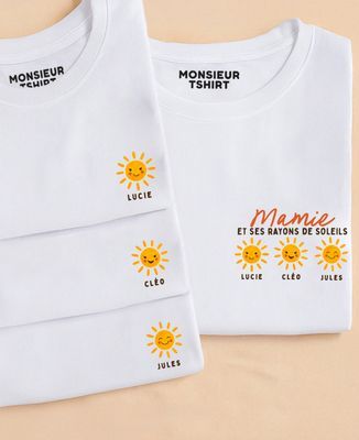 Coffret Duo T-shirts Mamie et ses rayons de soleils personnalisés