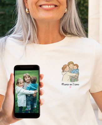 T-shirt femme Mes petits-enfants illustré crayonné - Cadeaux Papy, Cadeaux Mamie