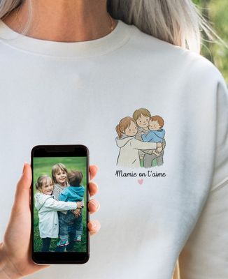 Sweatshirt femme Mes petits-enfants illustré crayonné - Cadeaux Papy, Cadeaux Mamie
