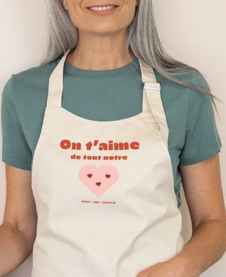 Tablier à poche On t'aime de tout notre coeur - Cadeaux Mamie