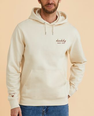 Men's hoodie Dad since date embroidered on heart and first names on sleeve - Gifts for Dad, Mom's gifts
