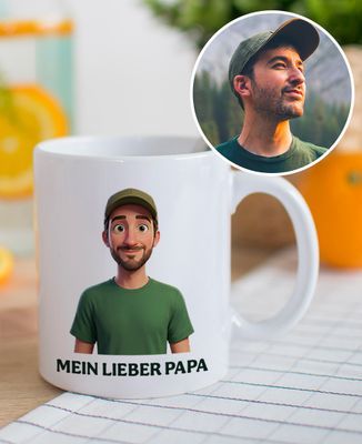 Tasse Porträt und Vorname 3D-Animationsfilm - Papa-Geschenke, Geschenk Opa, Geschenke Paar Mann