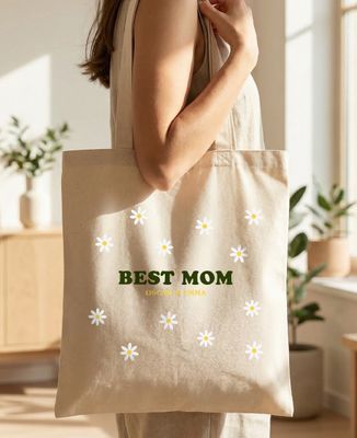Tote bag Cool floral mom and kids' names - Mom's gifts, Mom/Dad-to-be