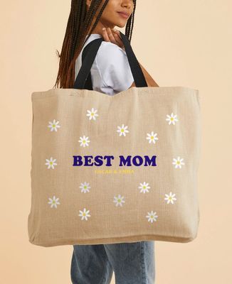 XXL bag Cool floral mom and kids' names - Mom's gifts, Mom/Dad-to-be