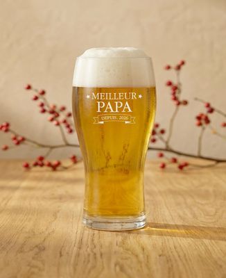 Verre à bière gravé message et date personnalisés - Cadeaux Papa, Cadeaux Maman, Apéro, Future Maman, Mariage