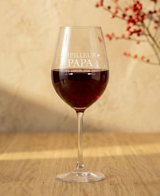 Verre à vin gravé message et date personnalisés - Cadeaux Papa, Cadeaux Maman, Apéro, Future Maman, Mariage