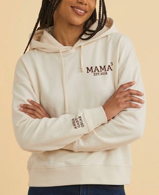 Hoodie Frauen Ausstellende Mama und personalisierte Vornamen auf dem Ärmel - Geschenke Mama