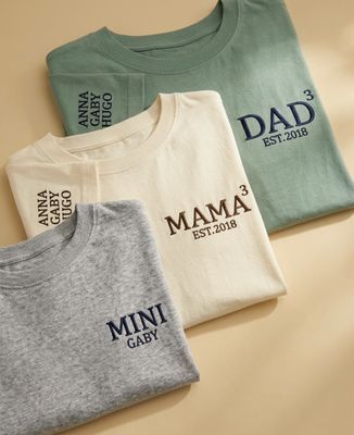 Box Trio of embroidered Dad, Mama, Mini exhibitor T-shirts - Gifts for Dad, Mom's gifts