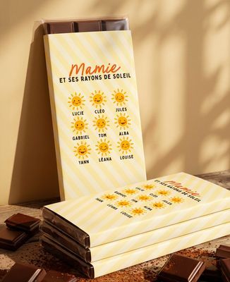 Tablette de chocolat Mamie et ses rayons de soleils personnalisé - Cadeaux Mamie