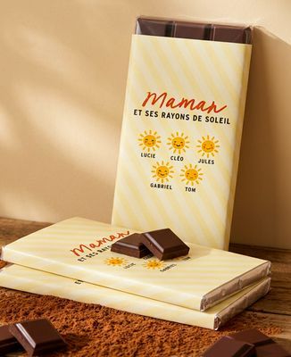 Tablette de chocolat Maman et ses rayons de soleils personnalisé - Cadeaux Maman