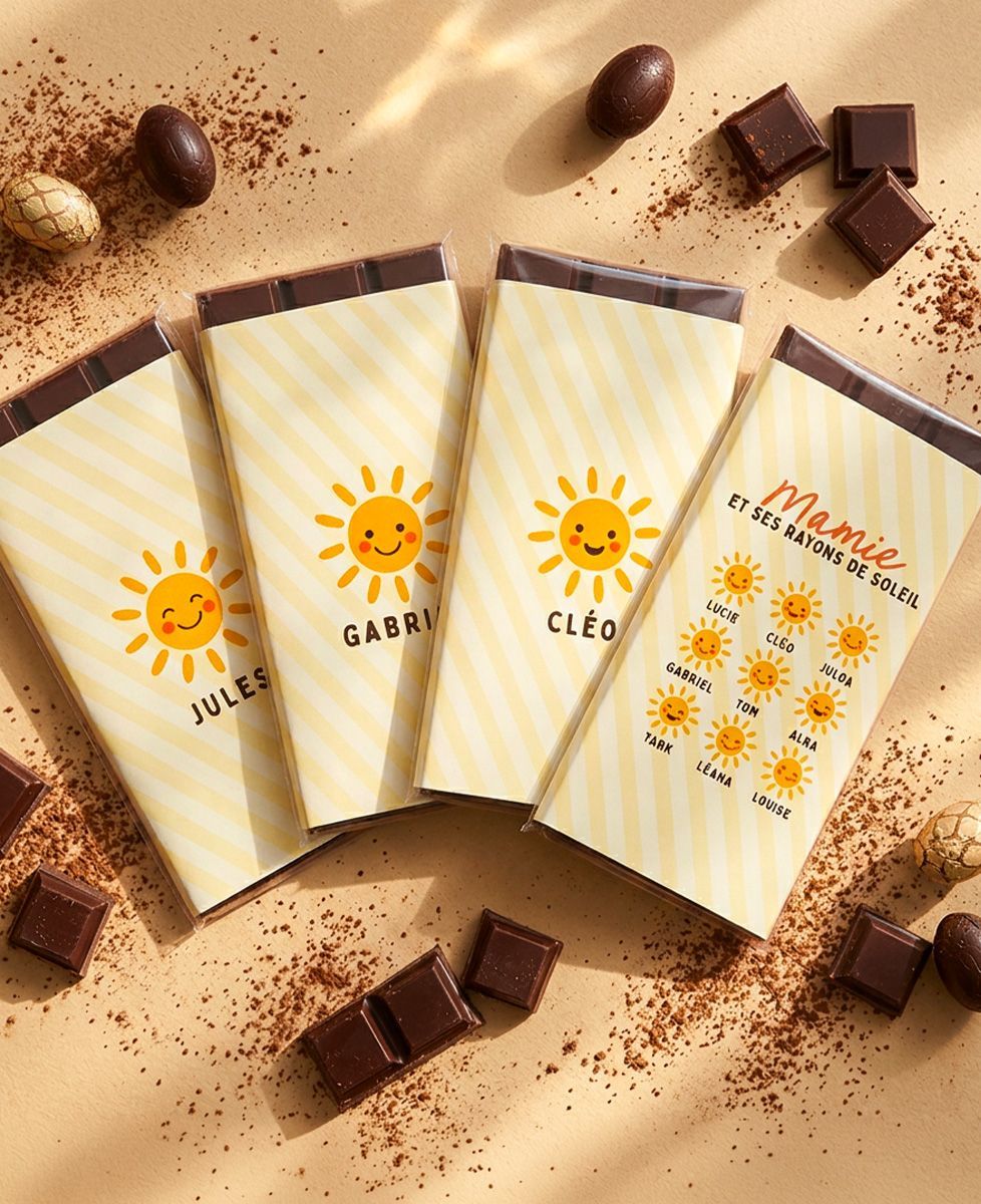 Tablette de chocolat Duo Tablette de chocolat Mamie et ses rayons de soleils personnalisés - Cadeaux Mamie