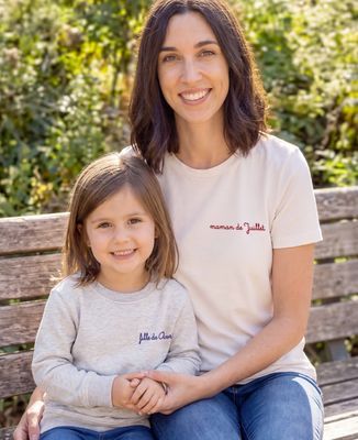 Duo T-shirts Maman et enfant avec mois brodés personnalisé