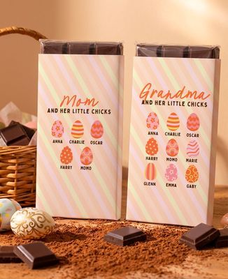 Chocolate bar Mamie et ses p'tits œufs (customizable text) - Grandma's gifts