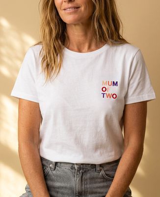 Women's T-Shirt Mum of multicolor embroidery - Mom's gifts, Mom/Dad-to-be