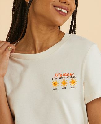 T-shirt femme Maman et ses rayons de soleils personnalisé - Cadeaux Maman