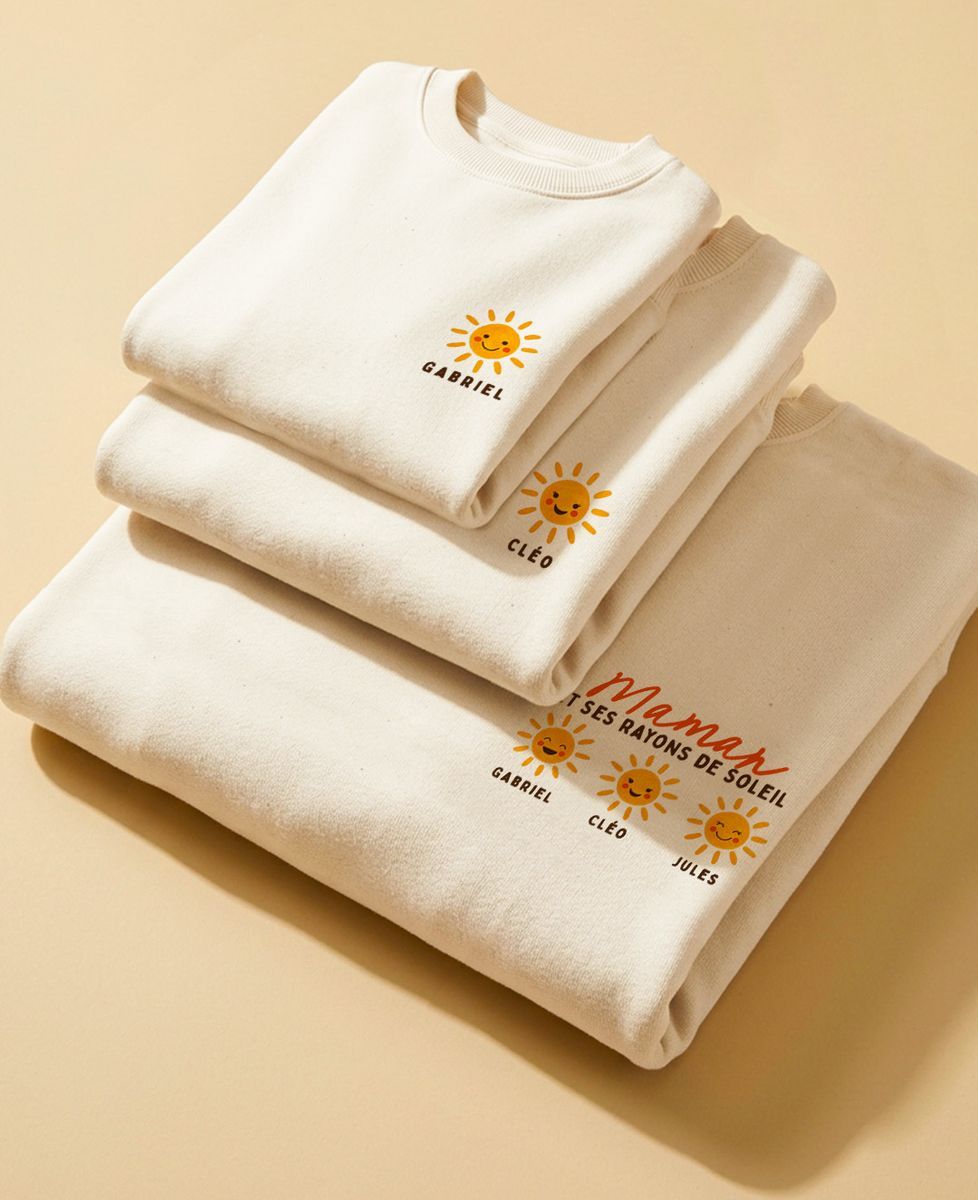 Coffret Duo Sweats Maman et ses rayons de soleils personnalisés - Cadeaux Maman, Future Maman