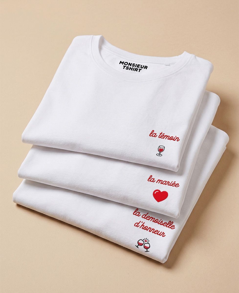 Coffret T-shirts EVJF Texte et Picto personnalisés