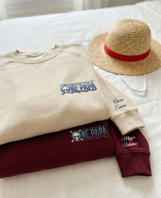 Sweatshirt homme One Papa et prénoms sur la manche - Cadeaux Papa