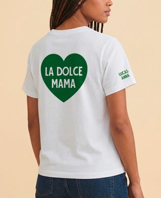 Women's T-Shirt La dolce mama and first names on the sleeve - Mom's gifts, Mom/Dad-to-be
