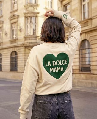 Women's sweatshirt La dolce mama and first names on the sleeve - Mom's gifts, Mom/Dad-to-be