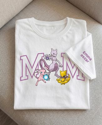 T-shirt per lei MAMMA e i suoi piccoli mostri e nomi sulla manica - Regali per papà, Regali per la mamma, Geek e videogiochi