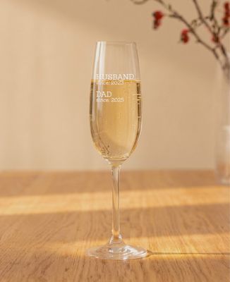 Champagne glass Husband and father since engraved date - Gifts for Dad, Wedding