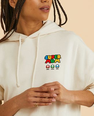 Women's Hoodie Super mom video game and her mushrooms - Mom's gifts, Mom/Dad-to-be, Geek & Video Games
