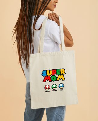 Tote bag Super mom video game and her mushrooms - Mom's gifts, Mom/Dad-to-be, Geek & Video Games