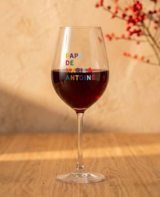 Verre à vin Papa de prénoms multicolore - Cadeaux Papa, Apéro, Mariage