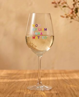 Wine glass Multicolored embroidered name mummy - Mom's gifts, Aperitif, Mom/Dad-to-be, Wedding