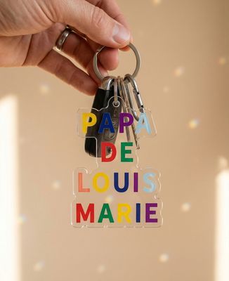 Porte-clés Papa de prénoms multicolore - Cadeaux Papa