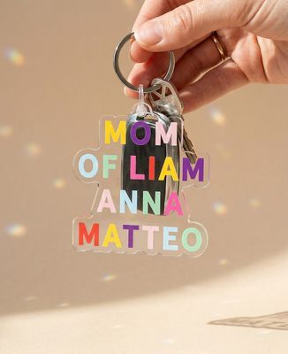 Key ring Multicolored embroidered name mummy - Mom's gifts, Mom/Dad-to-be