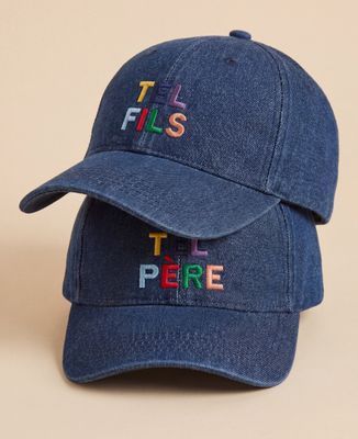 Coffret Duo Casquettes Tel père tel fils multicolore brodé et prénoms - Cadeaux Papa