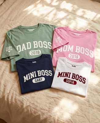 Box DAD BOSS, MOM BOSS and MINI BOSS T-shirts with personalized first names - Gifts for Dad, Mom's gifts