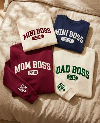 Box DAD BOSS, MOM BOSS and MINI BOSS sweatshirts with personalized names - Gifts for Dad, Mom's gifts
