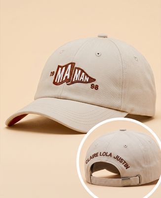 Casquette Maman drapeau avec date perso et prénoms sur la manche brodés - Cadeaux Maman, Future Maman