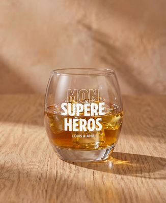 Verre à whisky Mon supère héros avec prénom personnalisé gravé - Cadeaux Papa, Apéro, Mariage