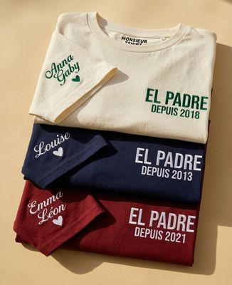 T-shirt homme El padre depuis date et prénoms personnalisés