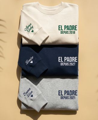 Sweatshirt homme El padre depuis date et prénoms personnalisés