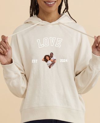 Women's Hoodie Couple illustrated by AI with date and personalized text - Couple gifts, Woman Couple Gifts, Gifts for Couples