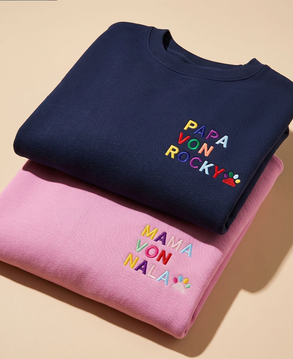 Box Duo Sweatshirts Papa / Mama von Tiernamen mit gestickter Pfote - Papa-Geschenke, Geschenke Mama