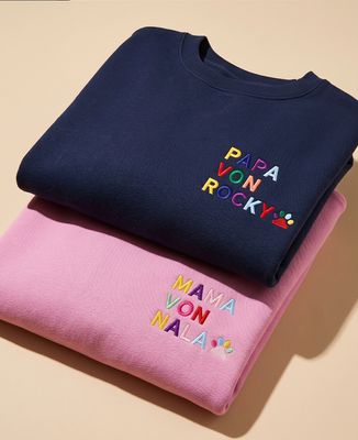 Box Duo Sweatshirts Papa / Mama von Tiernamen mit gestickter Pfote - Papa-Geschenke, Geschenke Mama
