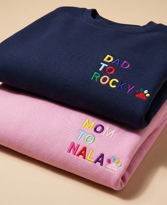 Box Duo Mummy / Daddy animal name sweatshirts with embroidered paw - Gifts for Dad, Mom's gifts