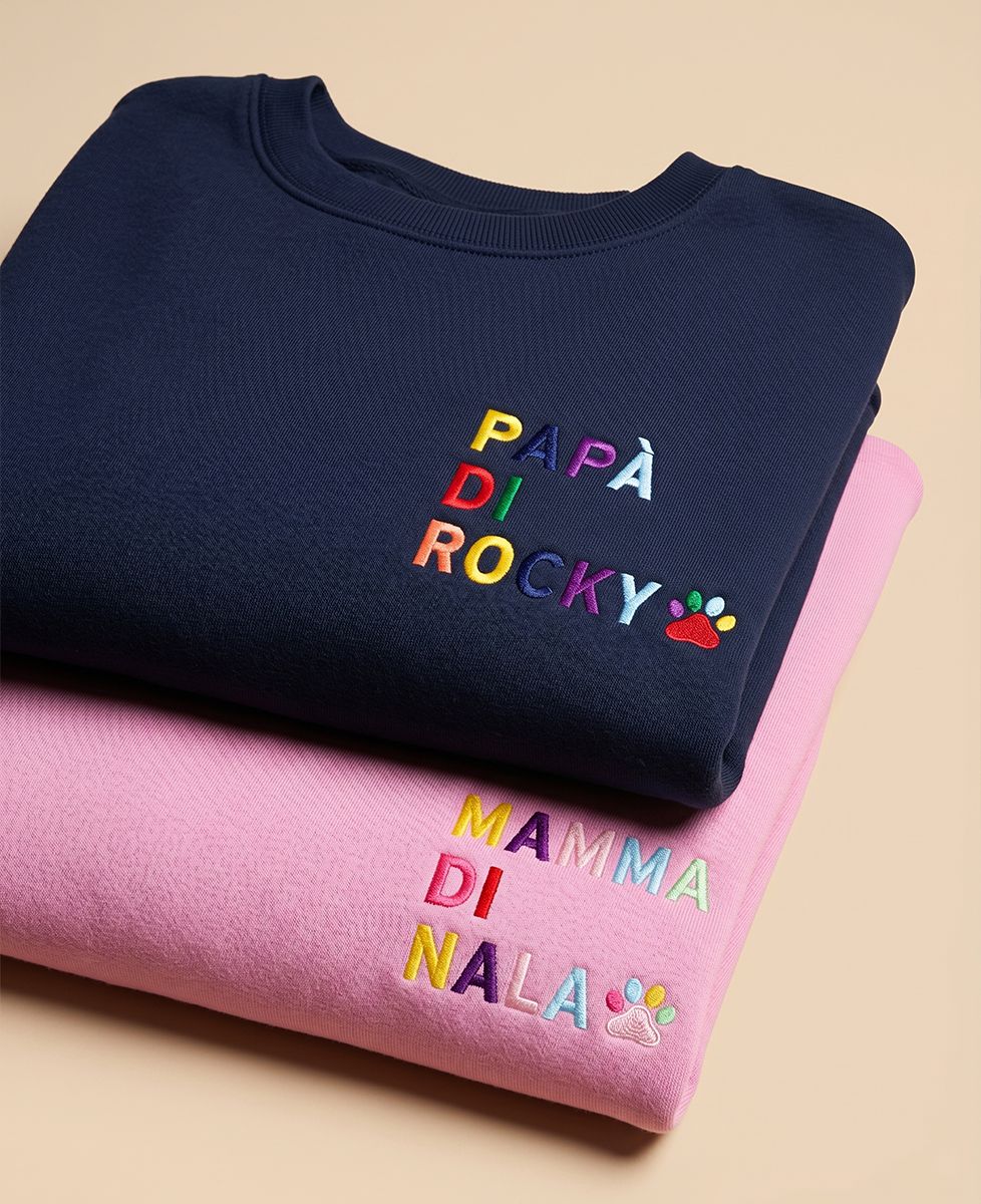 Box Felpa Duo Mamma/Papà con nome animale e zampa ricamata - Regali per papà, Regali per la mamma