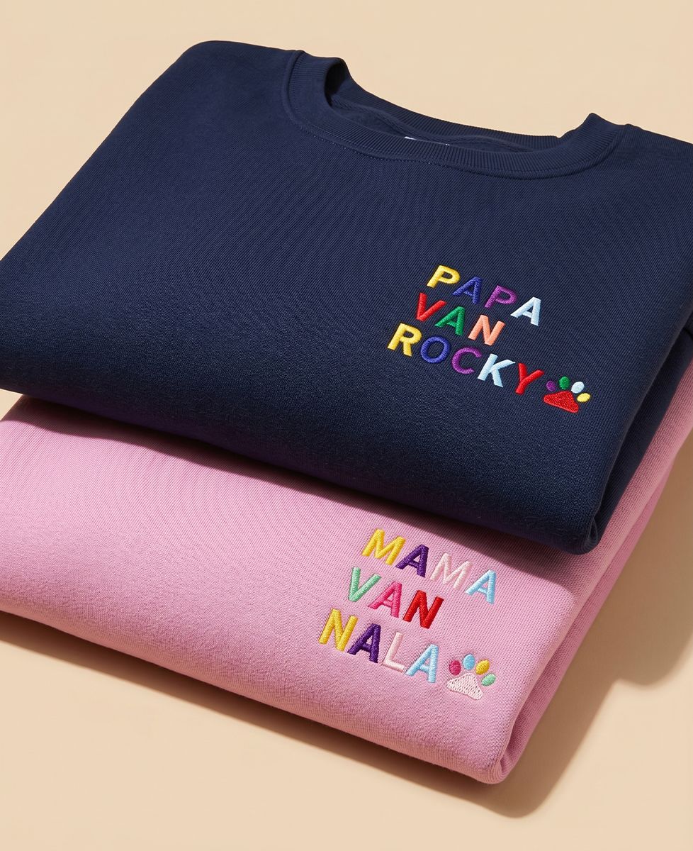 Doos Duo mama/papa dierennaam sweatshirts met geborduurde poot - Geschenken voor papa, Geschenken voor mama